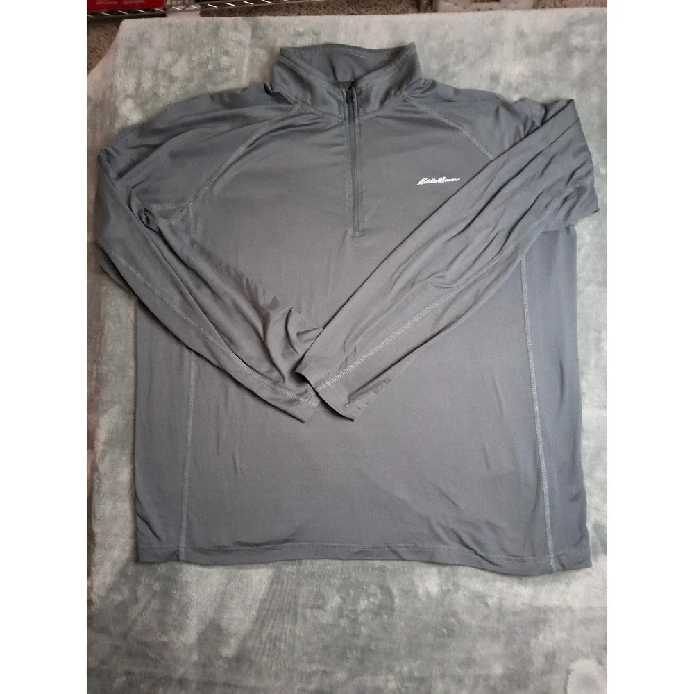 Eddie Bauer Mens XL‎ FreeDry Quarter Zip Pullover Gray Long Sleeve Golf Hiking